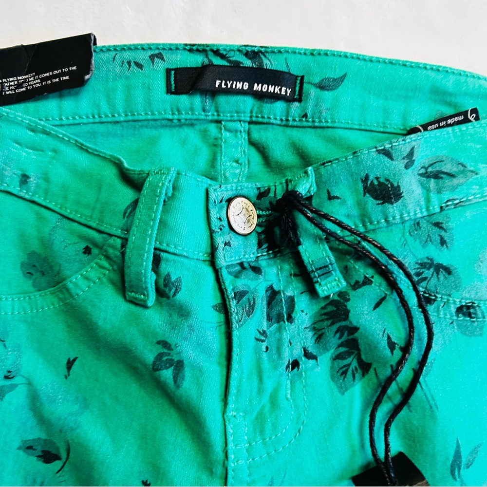Flying Monkey Teal Patterned Jeans NWT - image 3
